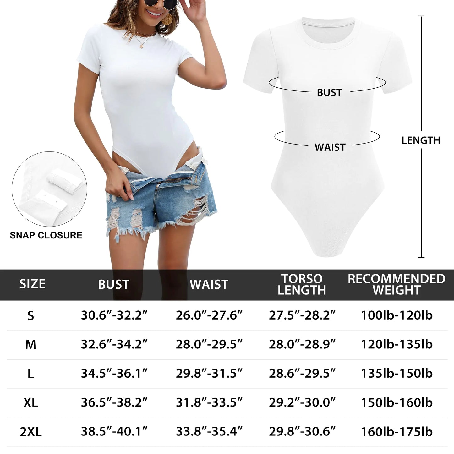 5 Pack Body Suits for Womens Short Sleeve Round Neck Casual Stretchy Basic T Shirt Bodysuit Tops 5pack：black,black,white,white,coffee XX-Large