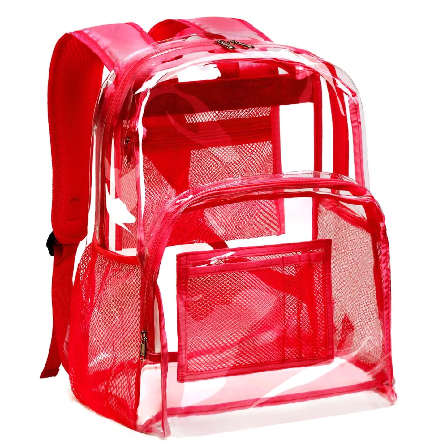 Vorspack Clear Backpack Heavy Duty - PVC Transparent Backpack Large Clear Book Bag for College Work Red