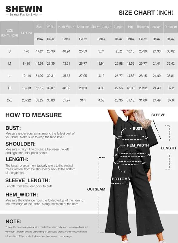 SHEWIN Women's 2 Piece Outfits Sweatsuit Casual Short Sleeve Pullover Tops and Drawstring Wide Leg Pants Lounge Sets X-Large D Striped Black White