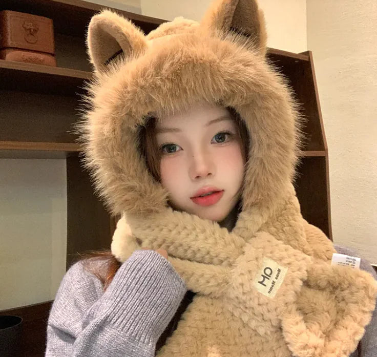 Autumn And Winter Cute Furry Fox Ear Hat