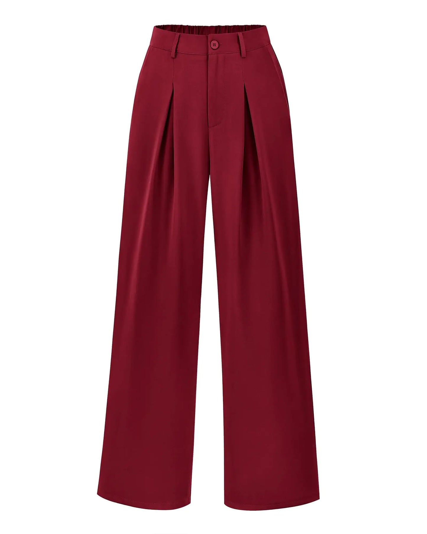 BTFBM Women High Waist Casual Wide Leg Long Palazzo Pants Button Down Loose Business Work Office Trousers with Pockets Medium Solid Wine Red