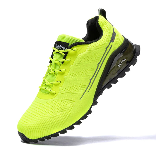 Kricely Men's Trail Running Shoes Fashion Walking Hiking Sneakers for Men Tennis Cross Training Shoe Outdoor Snearker Mens Casual Workout Footwear 7.5 Fluorescent Green